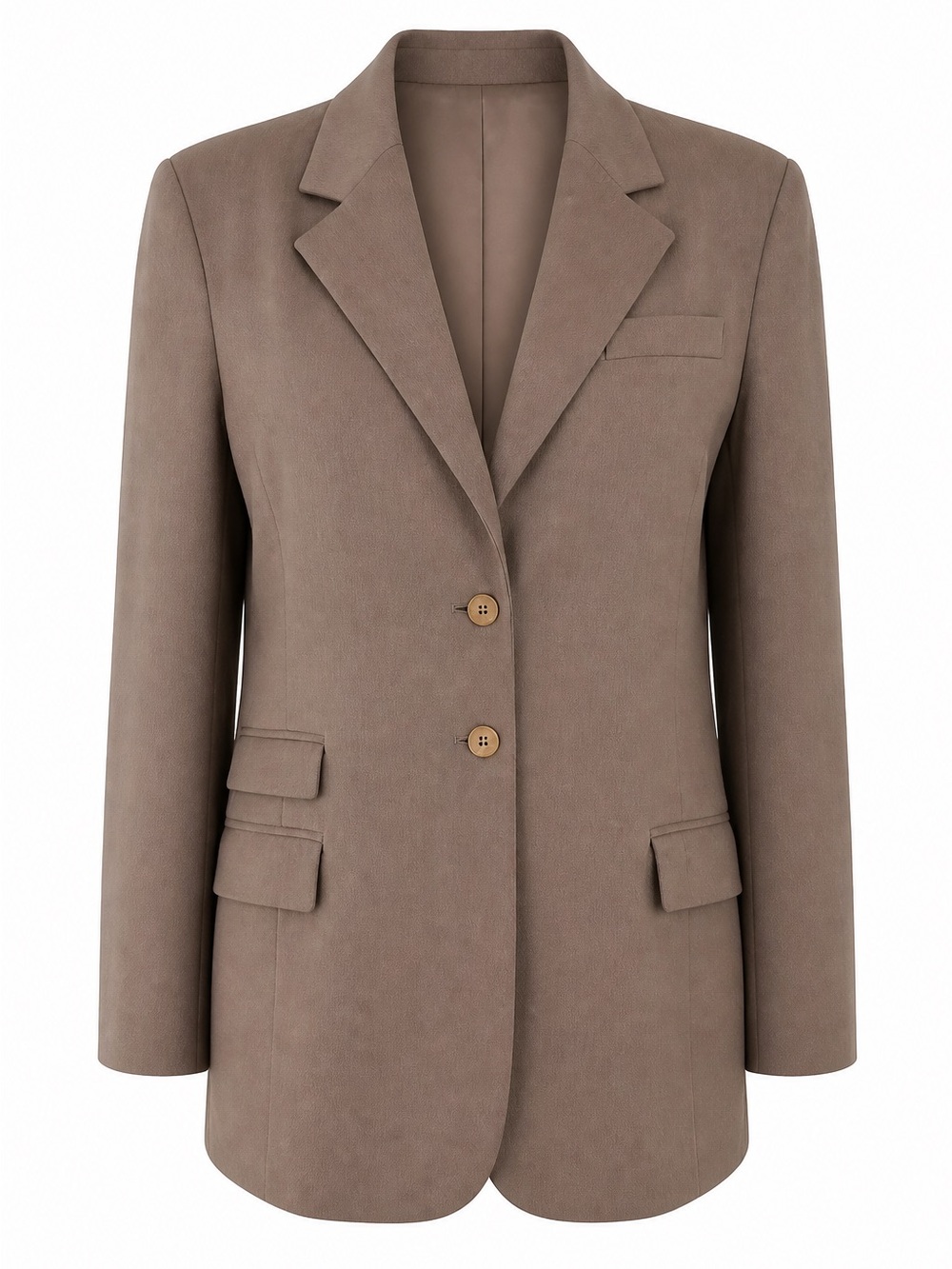 Women's Taupe Single-Breasted Tailored Blazer